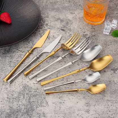 Stainless Steel 18/10  Cutlery Kit - Glossy Silver Dinnerware, Matte 304 Tableware for Gifts