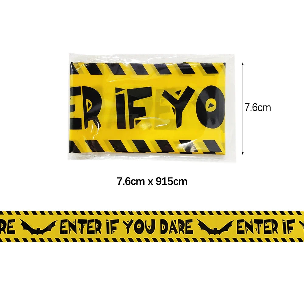 Halloween Warning Tape Spooky Party Decoration Banner Kit Halloween 2025 Decor Simple Hang Window Prop