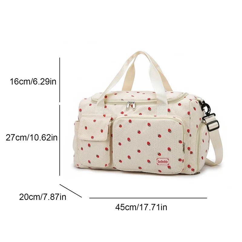 Travel Corduroy Tote Bag Large Capacity Carry On With Shoe Compartment Summer Travel 2026 Duffle