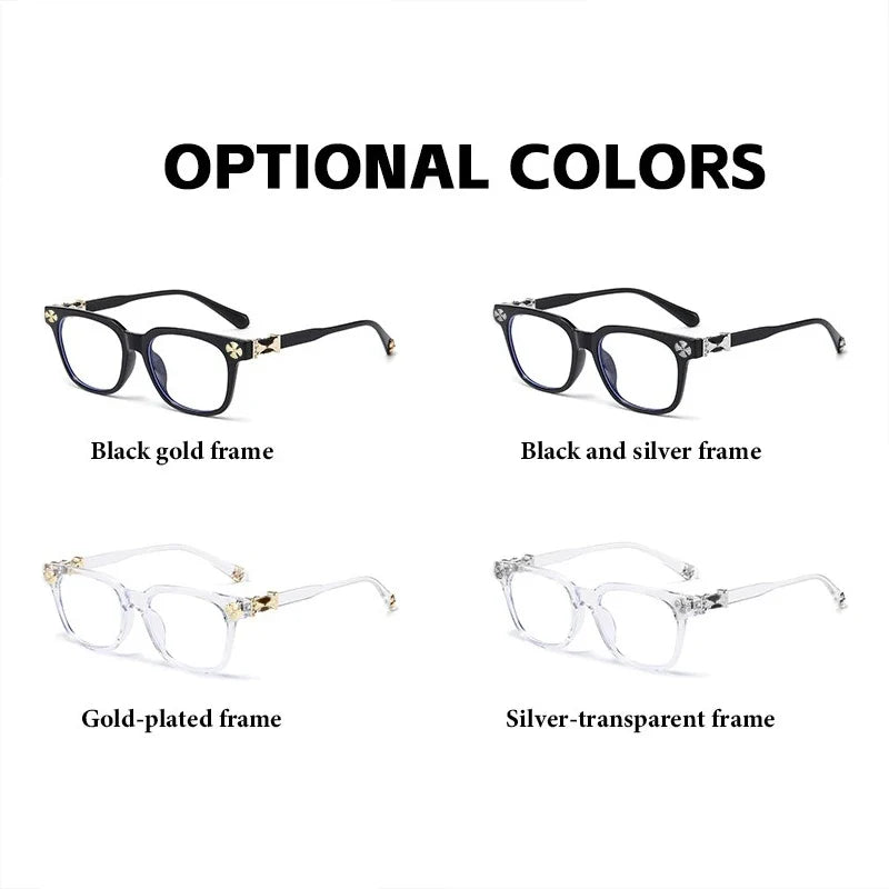 Light Blue Blocking Glasses - Oversized Frame Computer Eyewear With Rhinestone Decor, Fall 2026 Trend Gift