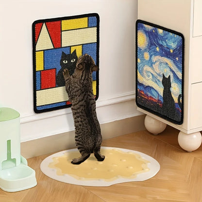 Cat Scratching Post Wall Mounted Mat Sturdy Plush Fabric With Stitched Edges Compact Space Living 2025 Protects Furniture