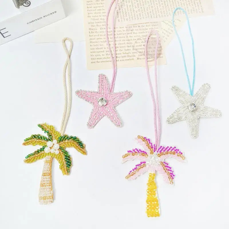 Tree Coconut Sequin Patch Keyring Bag Pendant Handmade