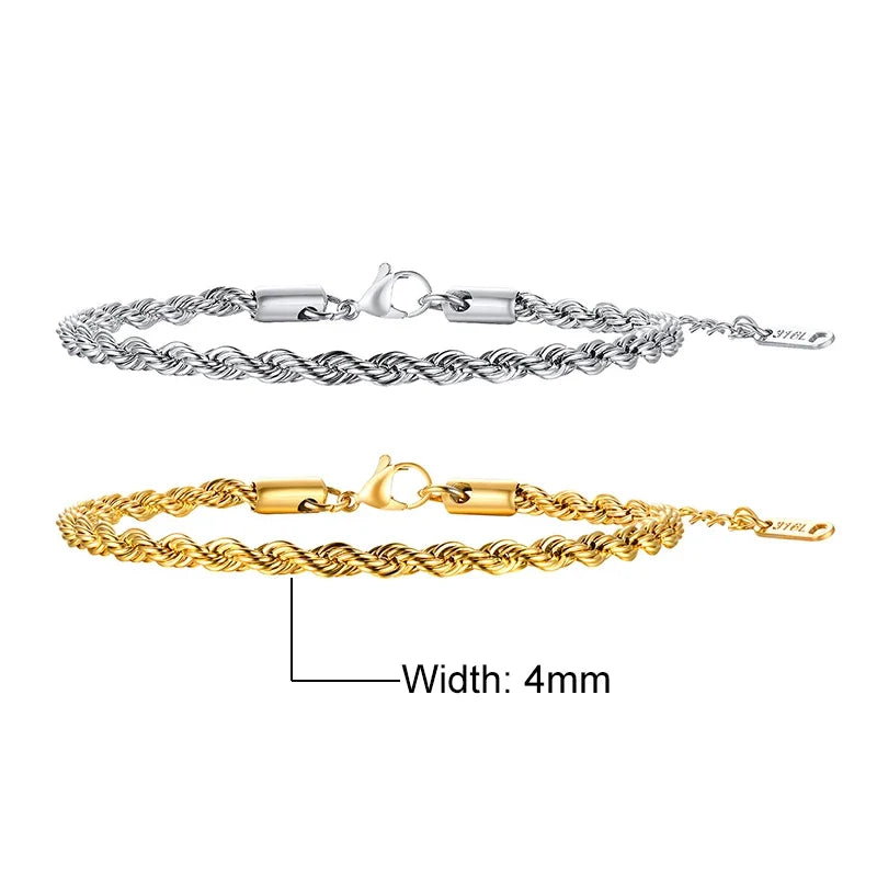 Steel Stainless Rope Chain Bracelet Twisted Singapore