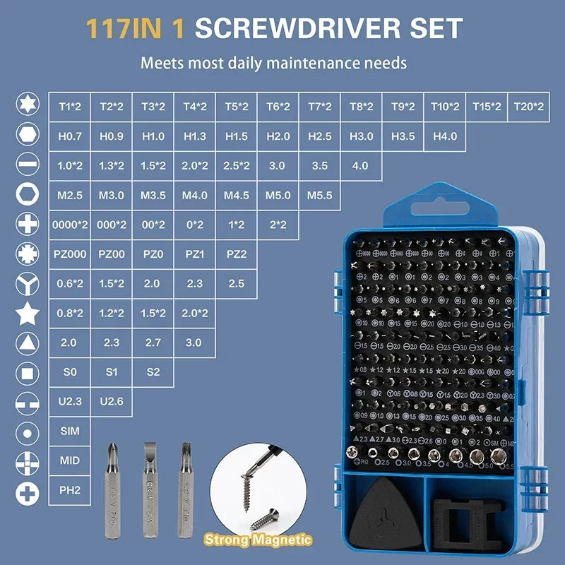 Motor-Driven Screwdriver Kit 115/117-In-1 - Multifunction Device Kit For Household PC And Phone Repair DIY Gift Idea