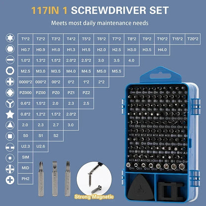 Motor-Driven Screwdriver Kit 115/117-In-1 - Multifunction Device Kit For Household PC And Phone Repair DIY Gift Idea