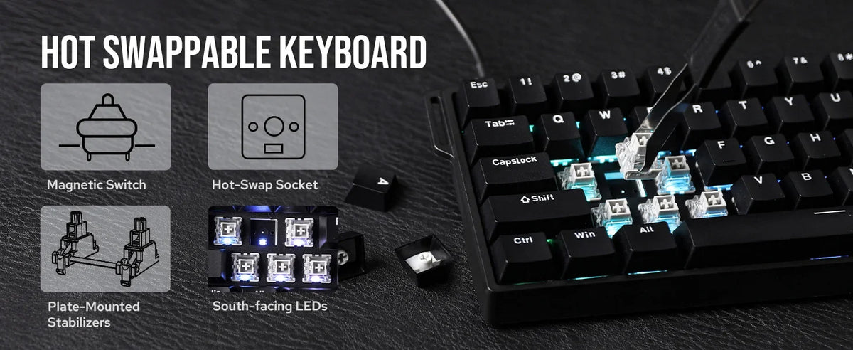 60 Mechanical Percent Hot Swap Keyboard Aluminum RGB Hall