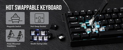 60 Mechanical Percent Hot Swap Keyboard Aluminum RGB Hall