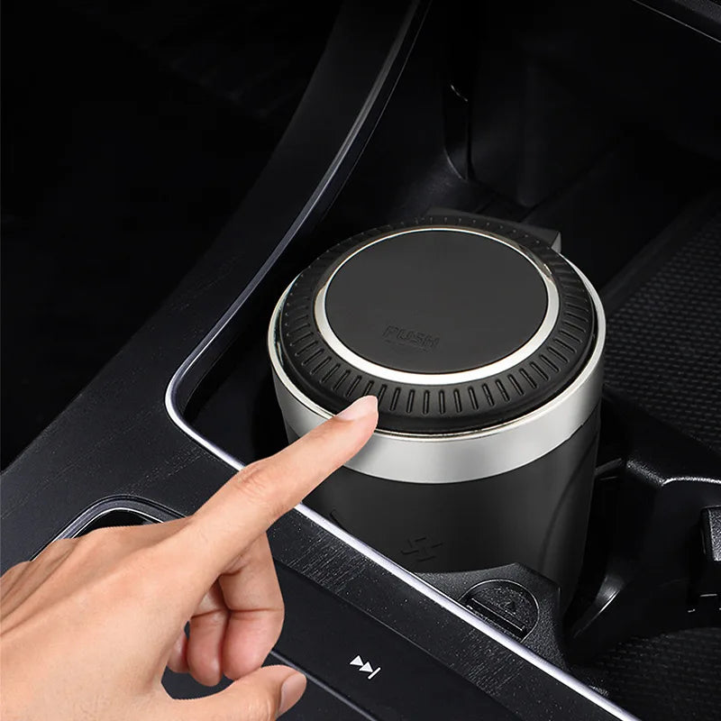 Car Ashtray One-Click Opening with LED Light - Splash Proof Alloy Liner, Vehicle Interior Accessory Fall 2026 Gift