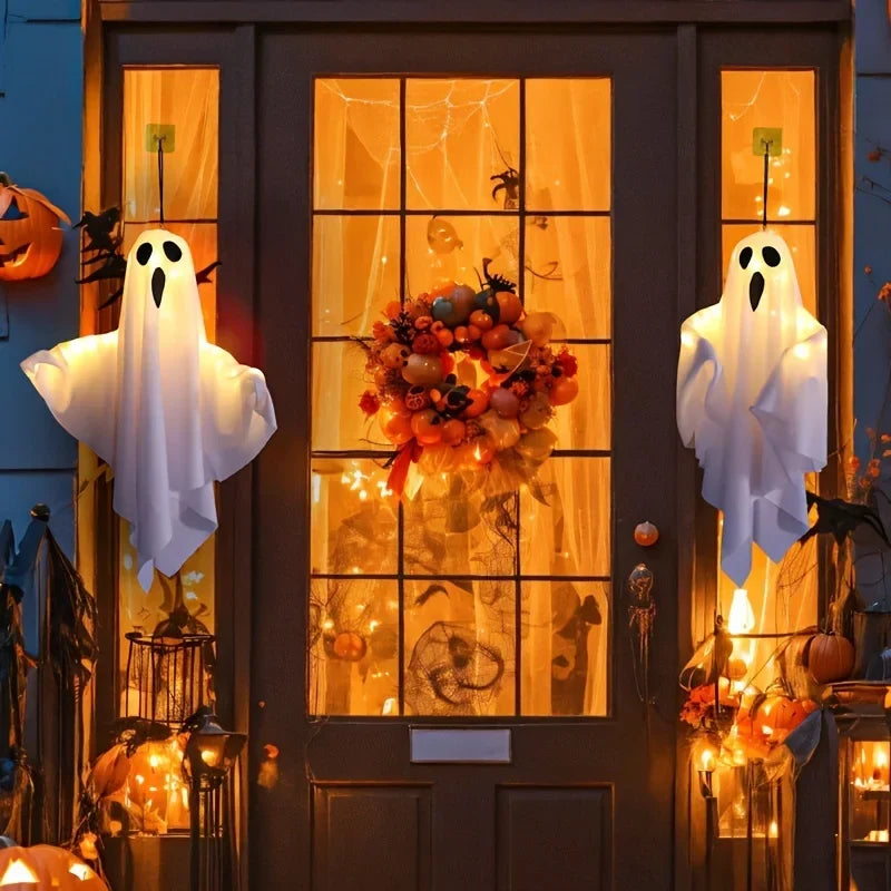 Halloween LED Ghosts 3 Piece 20 Inch Hanging Outdoor Decor Fall 2025 Warm Glowing Battery Powered Yard Display