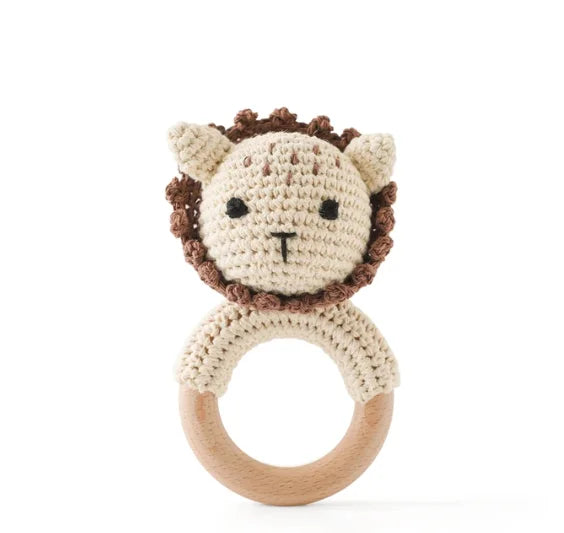 Bear Crochet Teether Rattle Ring Newborn Sensory Toys