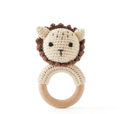 Bear Crochet Teether Rattle Ring Newborn Sensory Toys