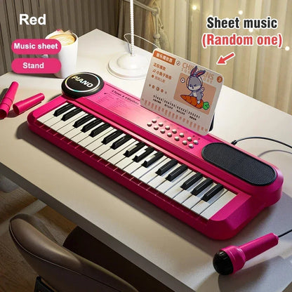Piano Kids Keyboard Toy With Microphone 37 Keys Educational Musical Toy Back To School 2026 Gift Idea