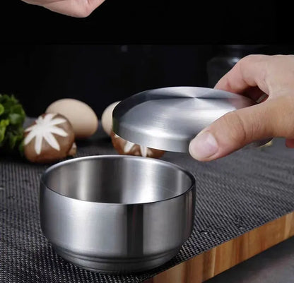 Steel Stainless Double Layer Rice Bowl With Lid Insulated