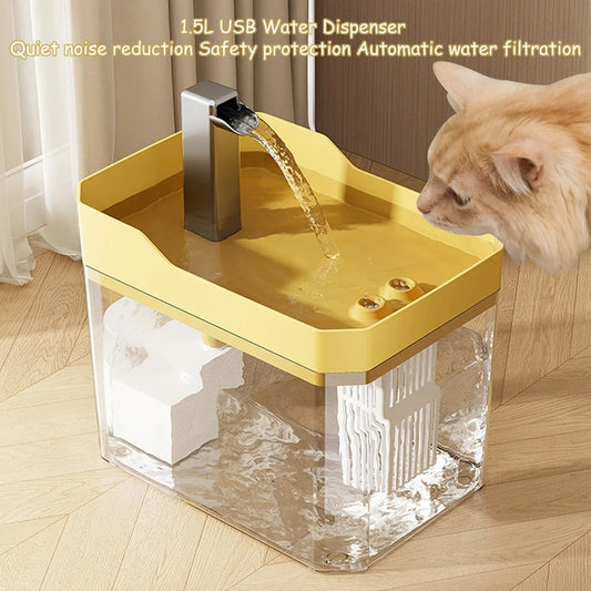 Water Cat Fountain USB Transparent Reservoir Auto Filtered Pet Drinker Fall 2025 Quiet Anti Dry Pump