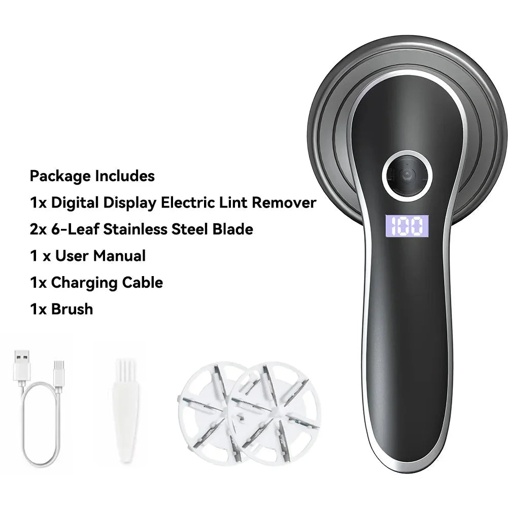 Motor-Driven Digital Display Lint Remover Travel-Friendly Fabric Shaver for Clothes Fluff and Hair Balls