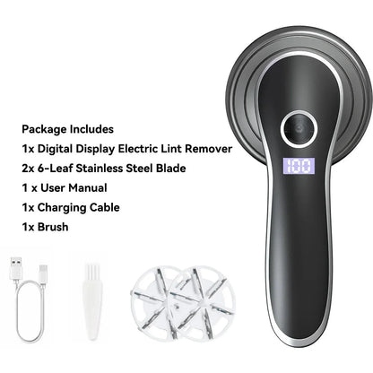 Motor-Driven Digital Display Lint Remover Travel-Friendly Fabric Shaver for Clothes Fluff and Hair Balls