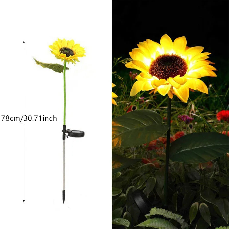Solar2026 Edition Sunflower Lights 3 Head Garden Stake Outdoor LED Landscape Lights Water-Resistant Patio Yard Decor Summer