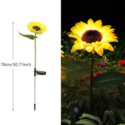 Solar2026 Edition Sunflower Lights 3 Head Garden Stake Outdoor LED Landscape Lights Water-Resistant Patio Yard Decor Summer