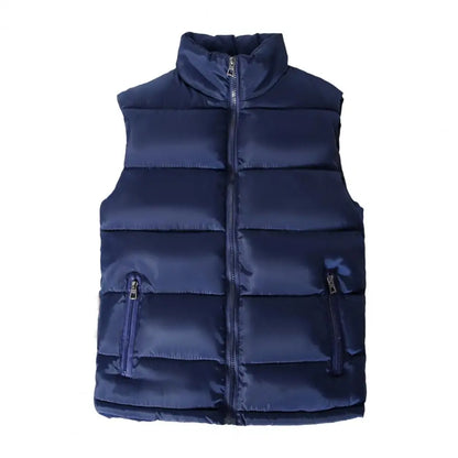 Light Men's Puffer Vest - Slim Stand Collar, Quilted