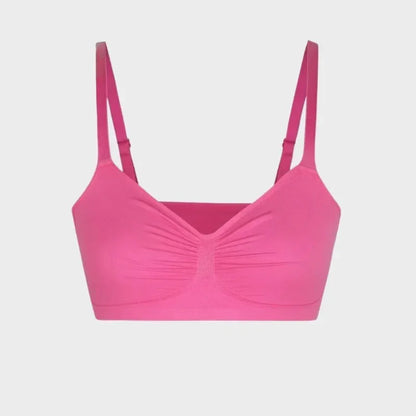 women's Breathable sports bra - ruched front, knit fabric, full-coverage, for yoga and running workouts