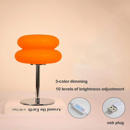 Lamp Table Cream Plastic Lampshade Mushroom Bedside Lamp Fall 2025 Tri Color Dimming USB LED Included Cozy Ambient