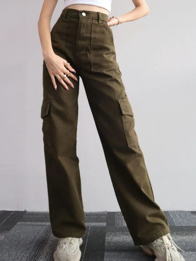 Loose Fit Pants for Women, Comfortable Cotton Spandex Casual Trousers in Multiple Colors-4