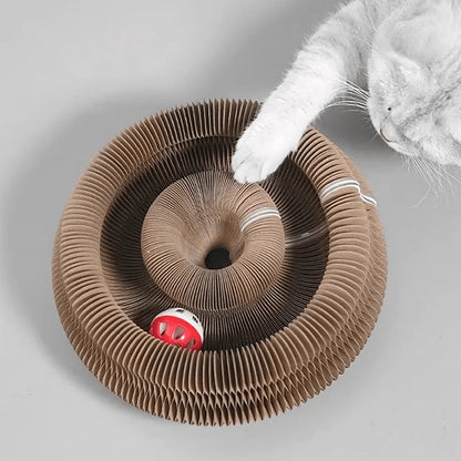 multi-level kitten claw toy 2026 – Foldable cardboard cat scratcher with catnip and bell