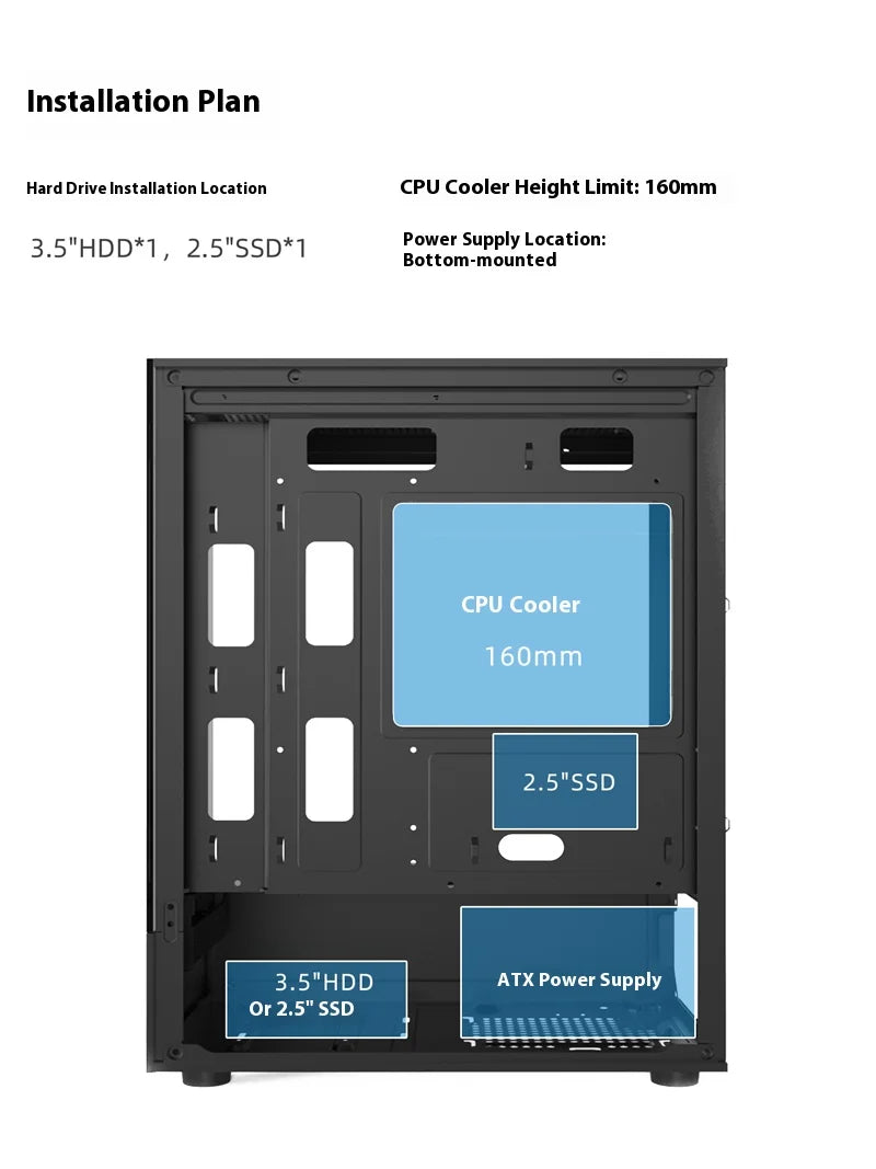 ITX Mini PC Case 240mm Water Cooling MicroATX Chassis