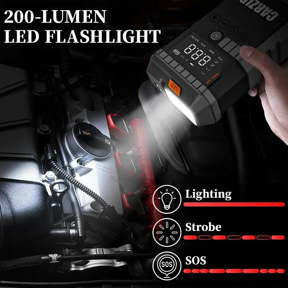 Car2025 Edition Jump Starter With Air Pump 3000A Peak Digital Tire Inflator 150 PSI Travel-Friendly Power Bank Fall