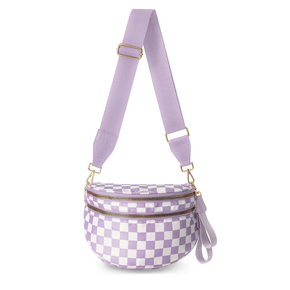 checkered nylon, box shape, travel and daily use – Multi-Use unisex crossbody bum bag