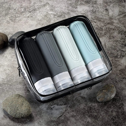 Silicone Travel Bottles Kit Leakproof Refillable Squeeze Containers For Shampoo Conditioner Lotion 90ml