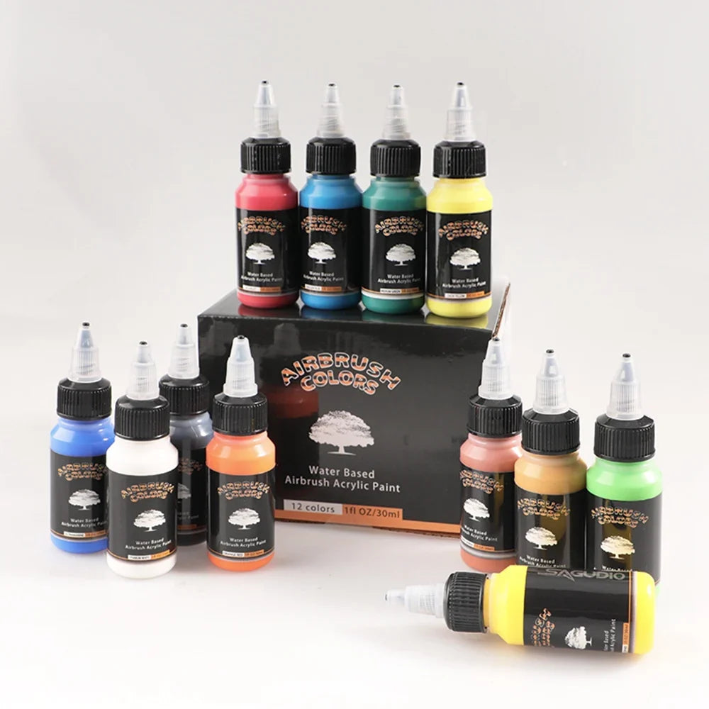 Acrylic Paint Kit 12 Colors 30ml Water Based Airbrush Ready for Models Shoes Wood Fabric Leather TikTok Viral 2026 Gift