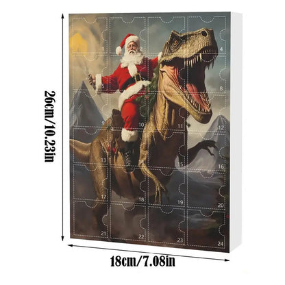 Advent Dinosaur Calendar - 24-Day Christmas Countdown, Fun Holiday Decor for Kids and Families