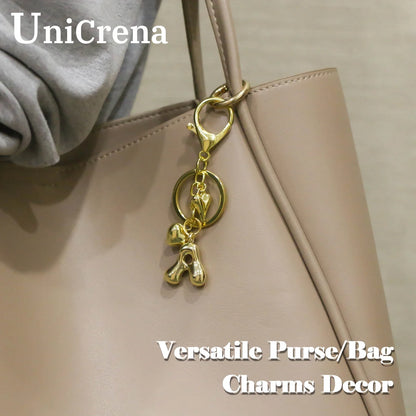 Keychain Personalized Gold Bubble Letter Bag Charm Gift