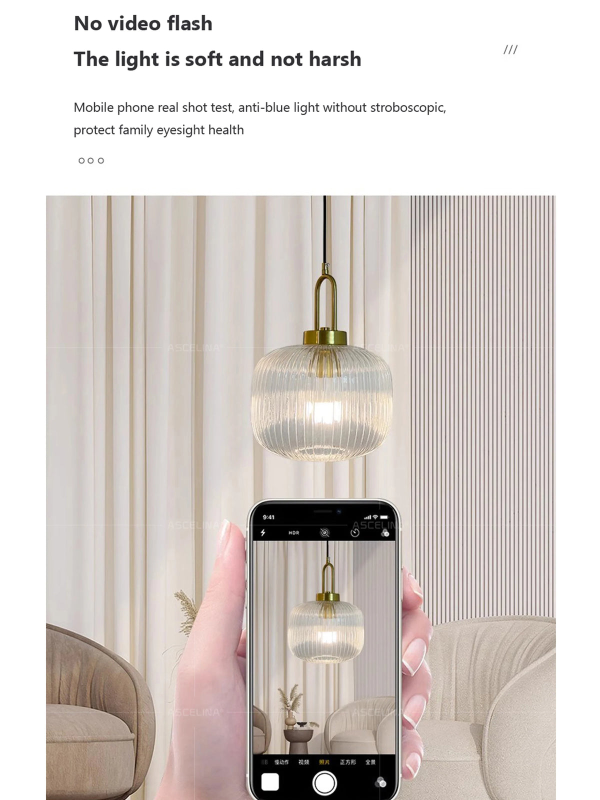 Japandi Glass Pendant Light Japanese Scandinavian Hanging Lamp Warm