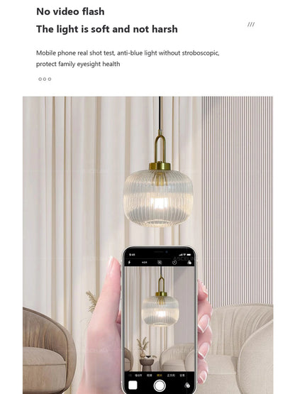 Japandi Glass Pendant Light Japanese Scandinavian Hanging Lamp Warm