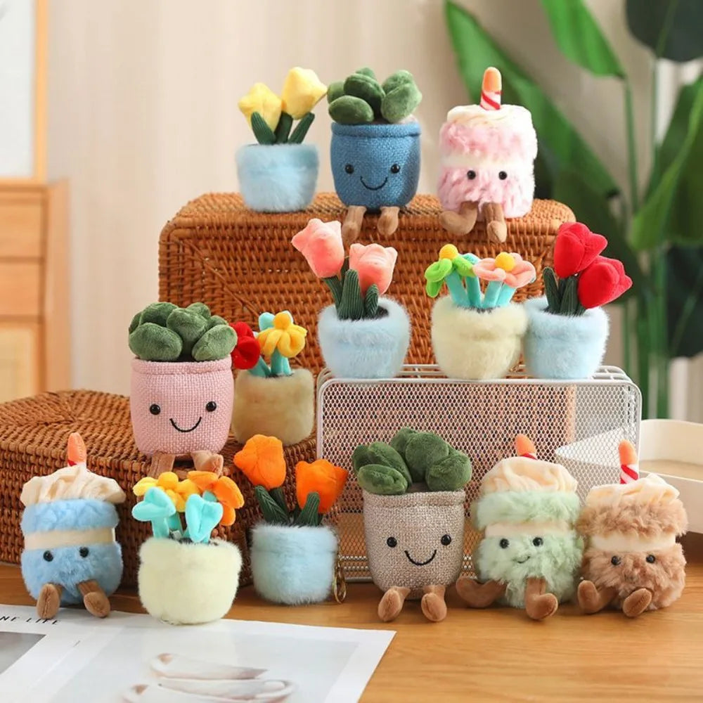 Plush Succulent Potted Plant Toy, Plush Cuddly Decor for Household and Gifts, 12-Inch Green Plushies for Kids