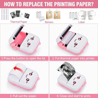 Mini HD Travel-Friendly Label Thermal Printer - Bluetooth Pocket Printer for Students, Inkless Printing, Ideal Gift for Christmas
