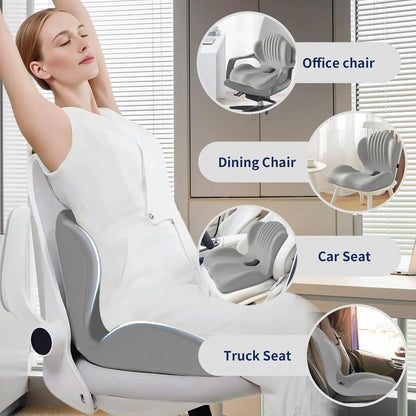 Lumbar Relief for Office Chair Car Wheelchair 2026 – Comfort-Grip Memory Foam Seat Cushion with Back Support