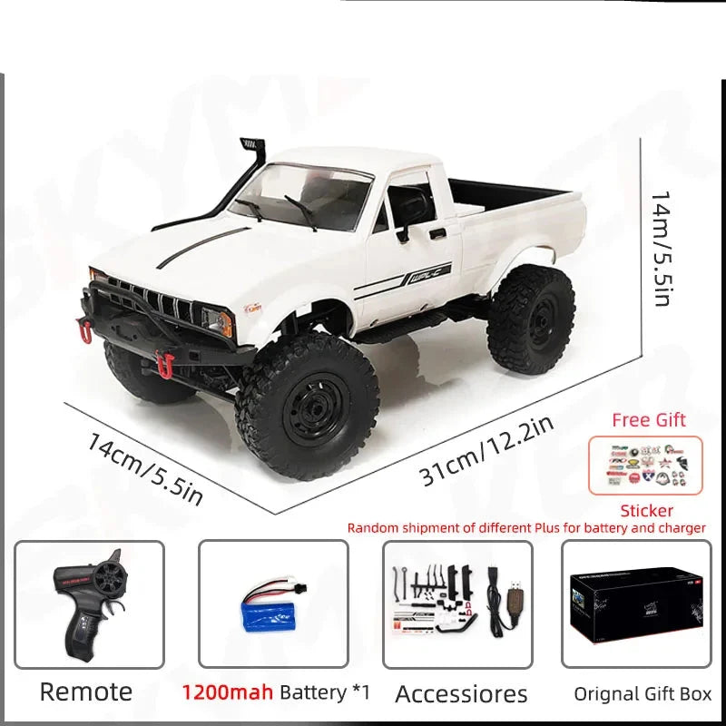 RC Car 1:16 Scale 4WD Rock Crawler Motor-Driven Off Road Buggy With LED Lights Gift For Kids 15-20 Min Run Time