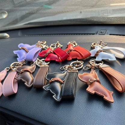 Dog Leather Keychain Car Charm Bag Hanging Accessory