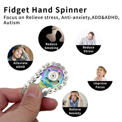 Spinner Fidget Metal Chain Gear EDC Rainbow Focus Toy
