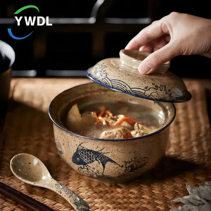 Ramen Instant Bowl With Lid Porcelain Large Capacity