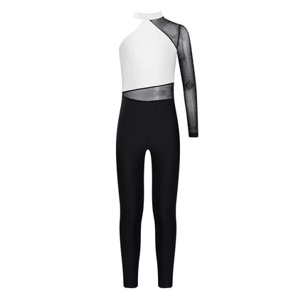 Long Sleeve, Snakeskin, Polyester, Nylon, Elastane, For Ballet, Rhythmic Gymnastics – Stretchy Girls Unitard