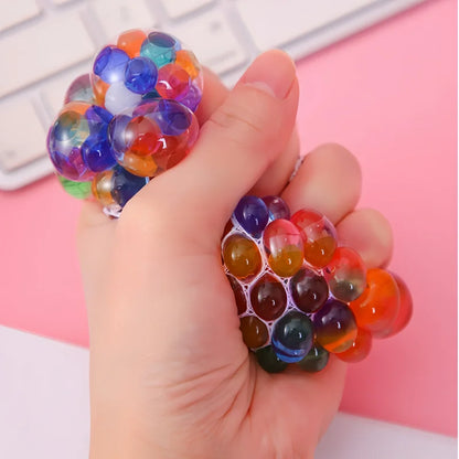 Rainbow 6cm Bead Stress Ball Mesh Pinch Pocket Fidget