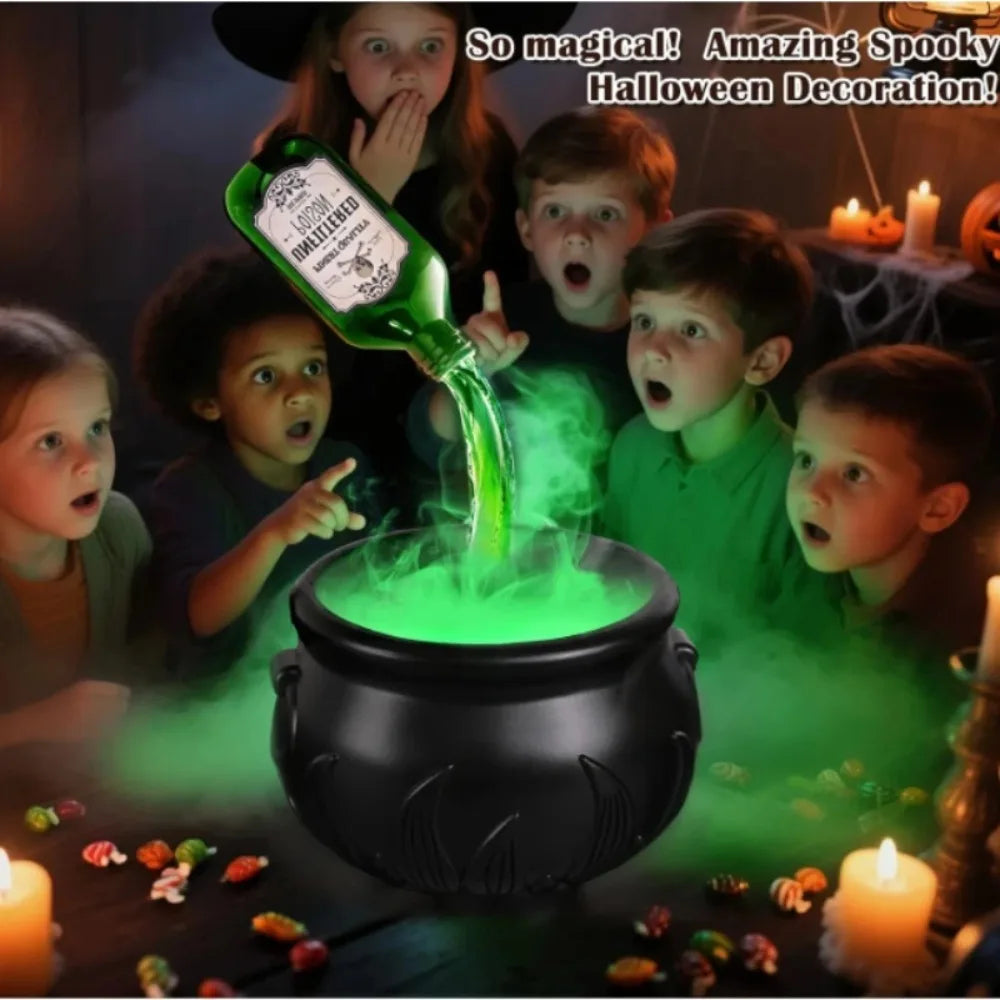 Cauldron Witch Fog Machine Halloween Prop With LED Glow