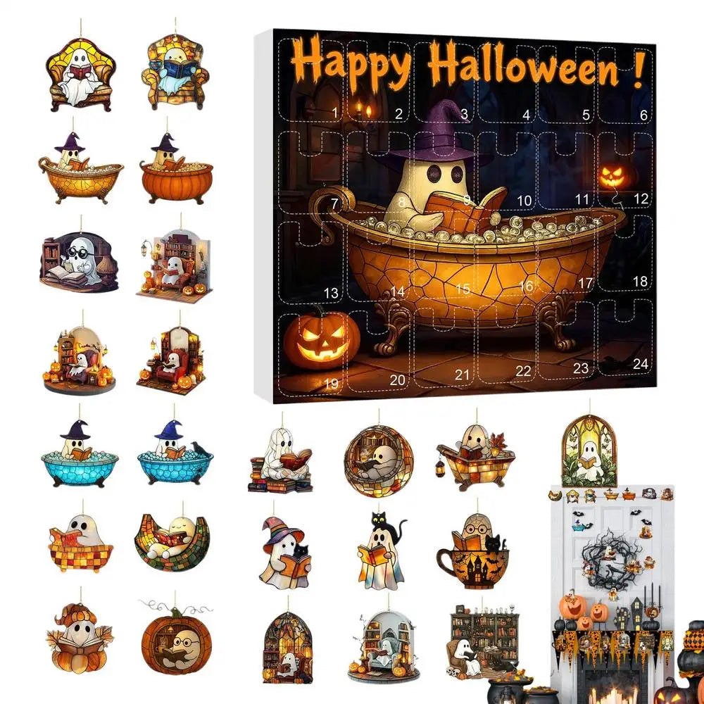 Advent Halloween Calendar 24 Days Ghost Pendant Decor