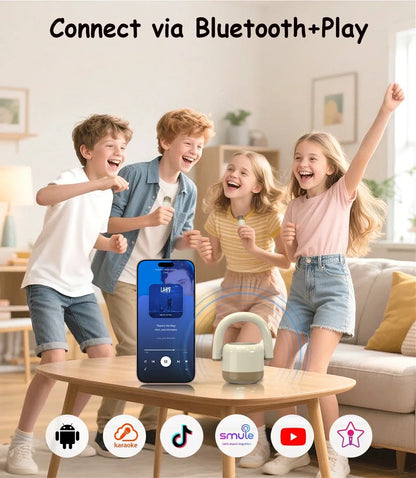 Karaoke Machine Mini Bluetooth Speaker With 2 Cordless Microphones, Holiday Gift 2025 Family Party Fun