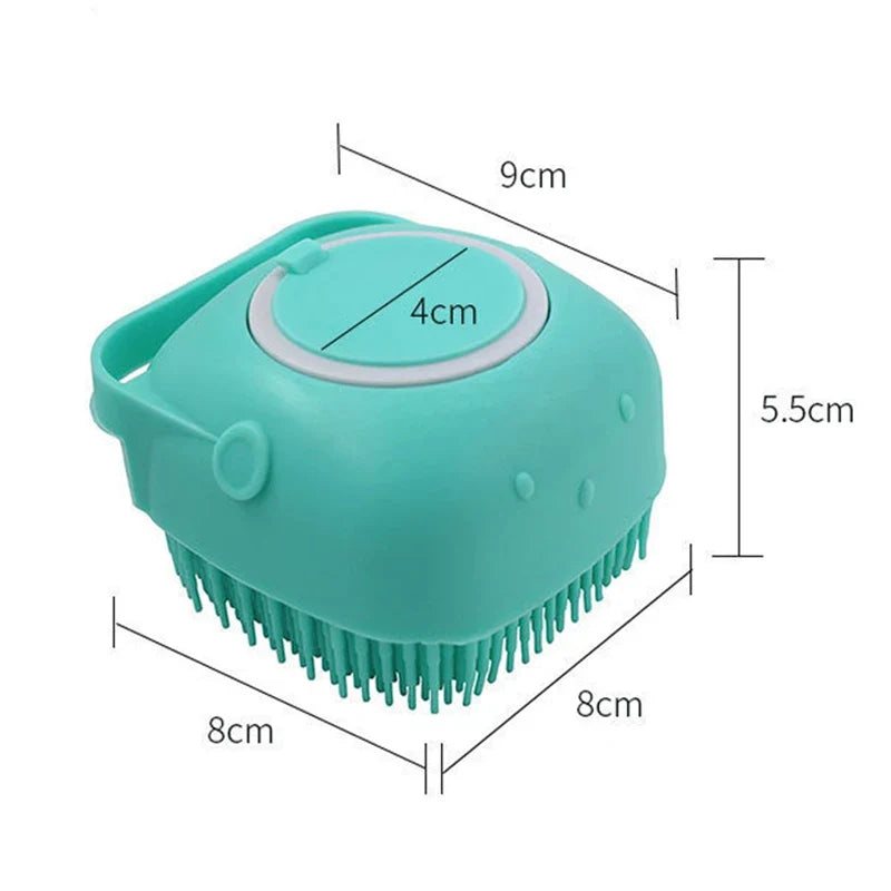 Dog Silicone Grooming Massage Gloves - Pet Bath Brush with Shampoo Dispensing Feature