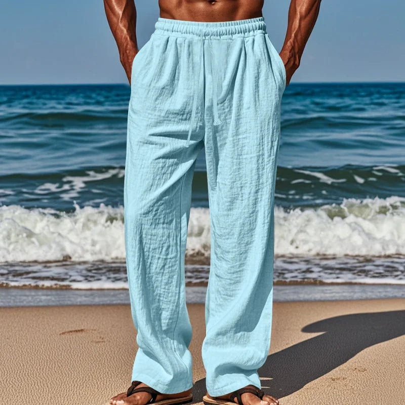 Drawstring Casual Beach Trousers - Loose Cozy Solid Color Pants for Summer